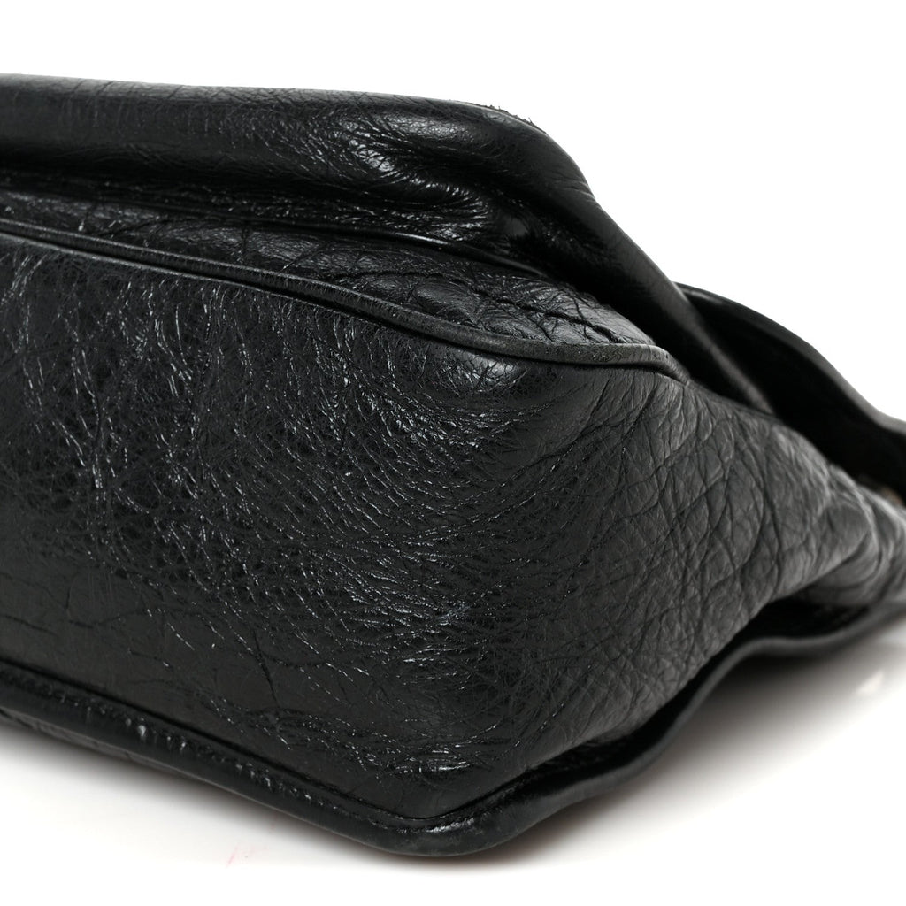 Crinkled Calfskin Matelasse Monogram Medium Niki Chain Satchel Black