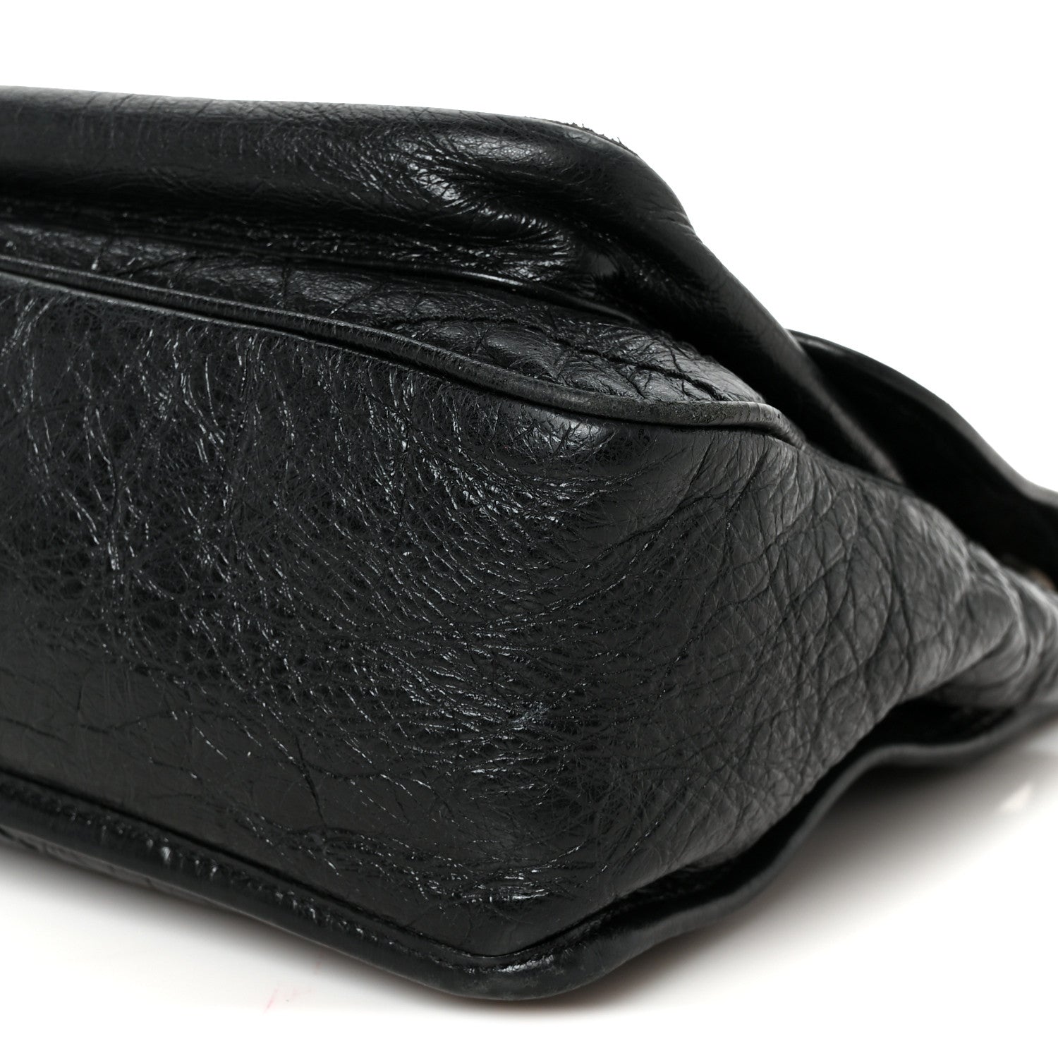 Crinkled Calfskin Matelasse Monogram Medium Niki Chain Satchel Black