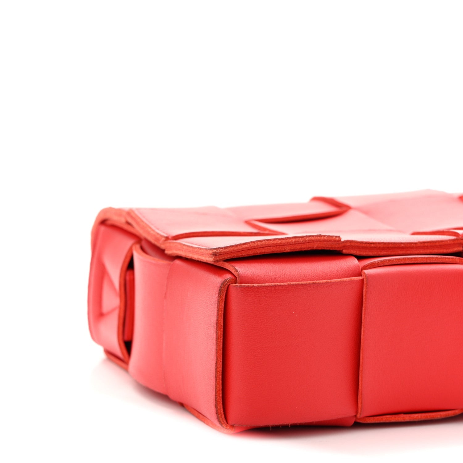 Lambskin Maxi Intrecciato Small Cassette Crossbody Bag Redstone
