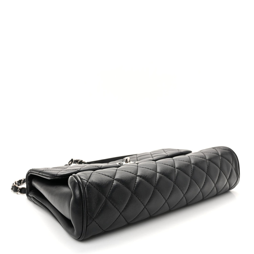 Calfskin Quilted Fold Up Again Flap Bag Black