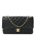 Caviar Quilted Medium Double Flap Black