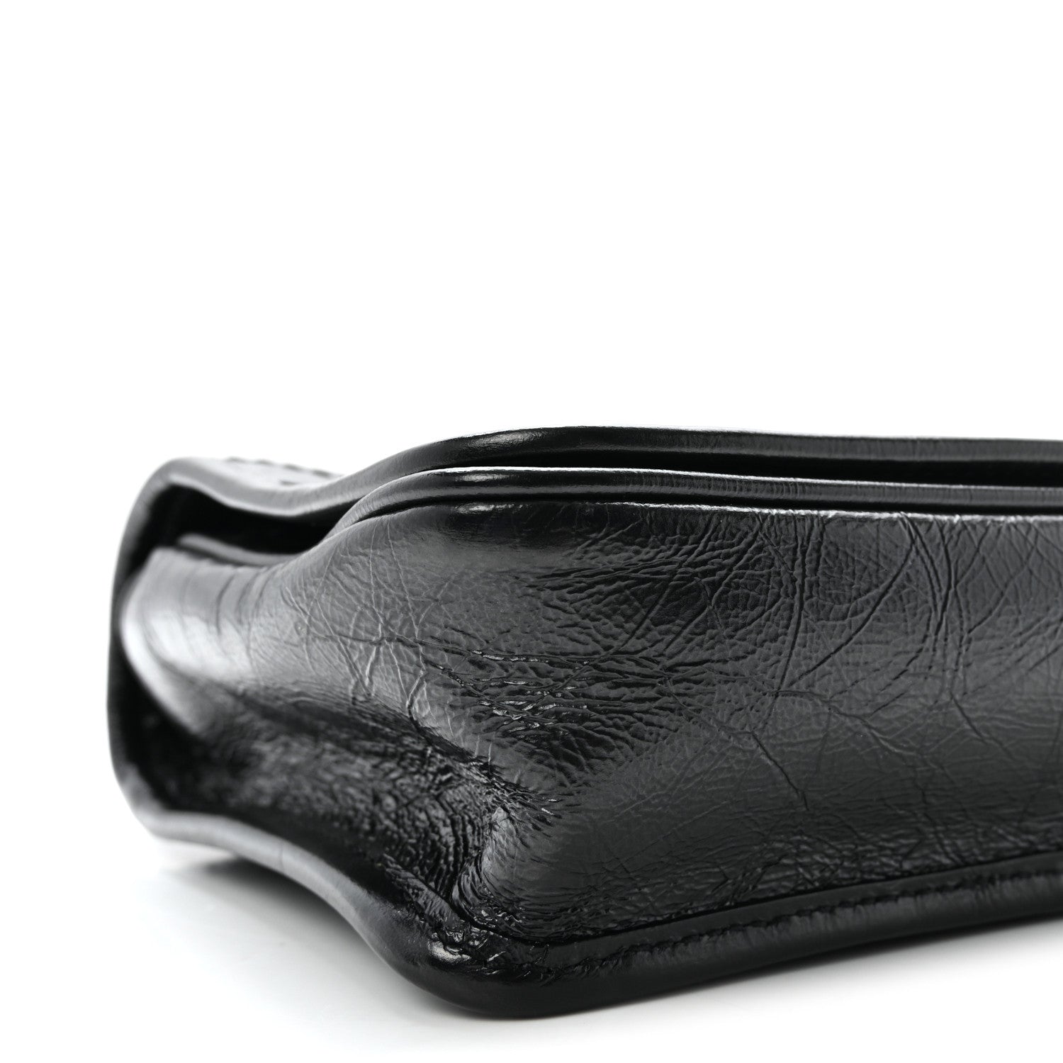 Crinkled Calfskin Matelasse Monogram Niki Chain Wallet Black