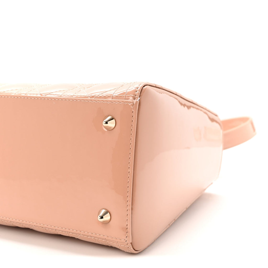 Patent Cannage Medium Lady Dior Rose Des Vents