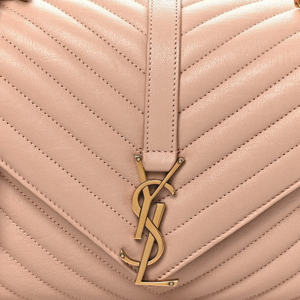 Sheepskin Matelasse Chevron Monogram Medium College Bag Rose Poudre