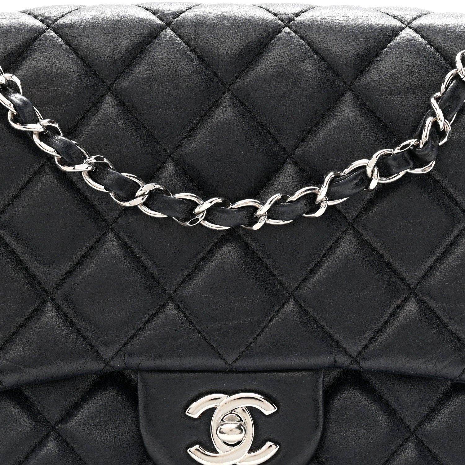 Lambskin Quilted Jumbo Chanel 3 Flap Navy
