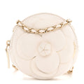 Lambskin Mini Camellia Bouquet Clutch With Chain White