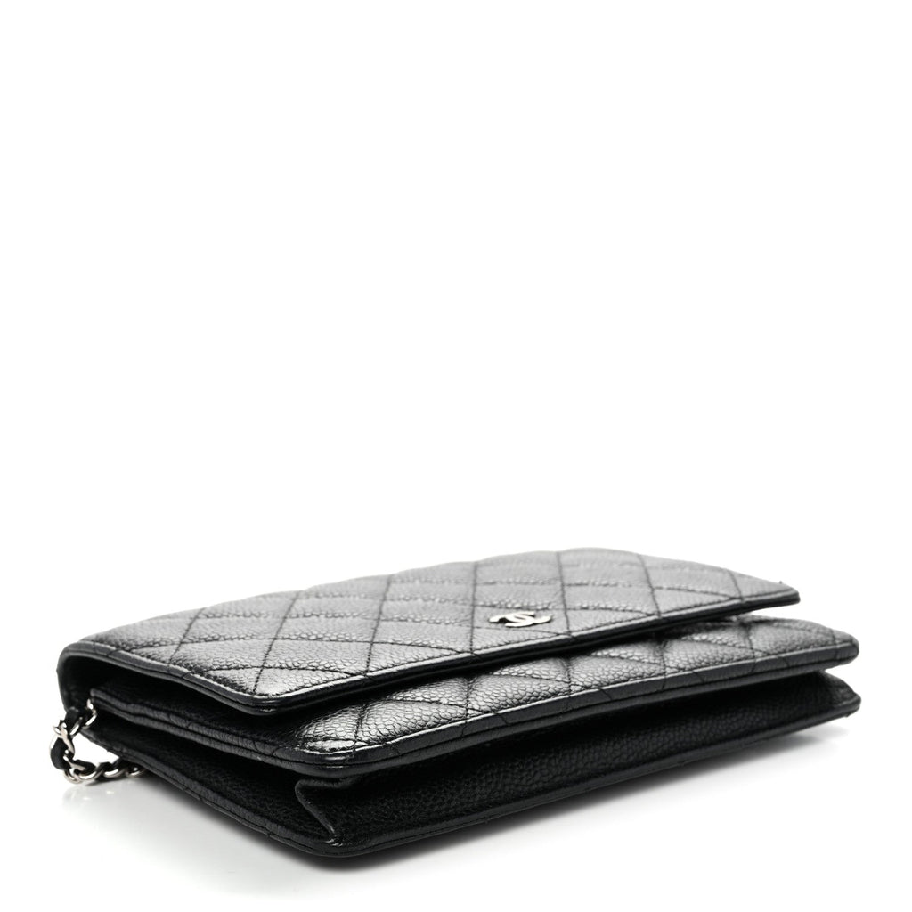Caviar Quilted Wallet on Chain WOC Black