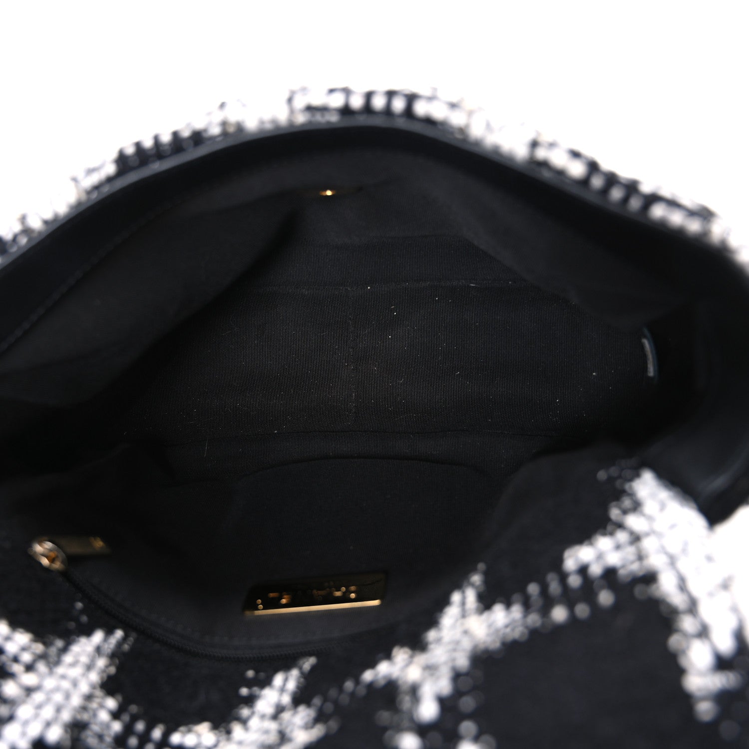 Tweed Quilted Medium Chanel 19 Flap Black White