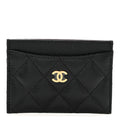 Caviar Quilted Card Holder Black