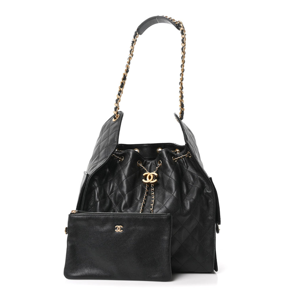 Caviar Quilted Medium Chanel 25 Handbag Black