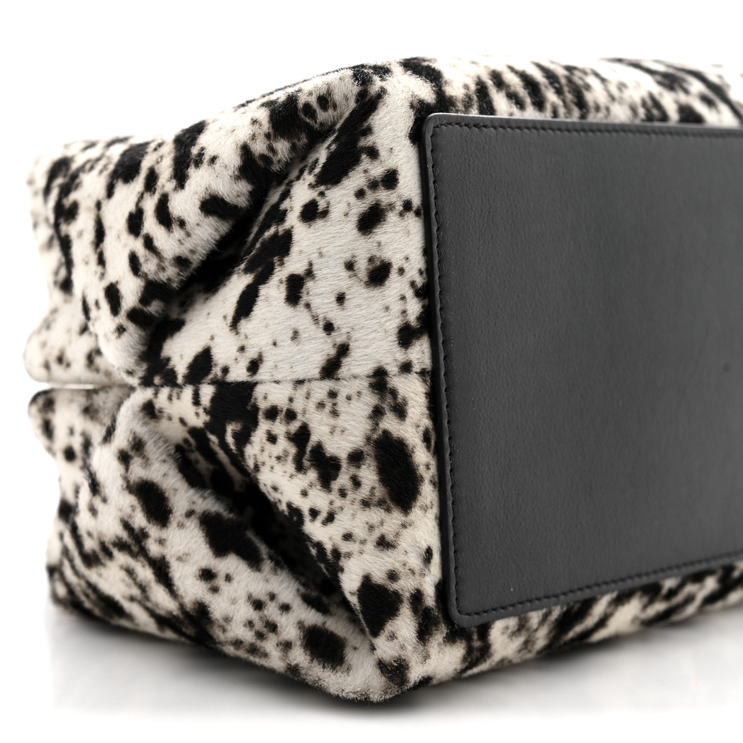 Lambskin Pony Hair Printed Clutch With Chain Black White