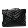 Calfskin Y Quilted Monogram Monochrome Medium Loulou Chain Satchel Black