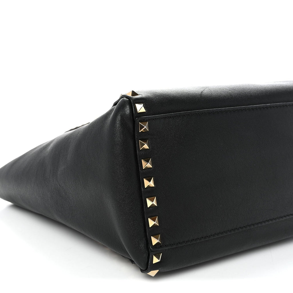 Vitello Rockstud Double Handle Tote Black