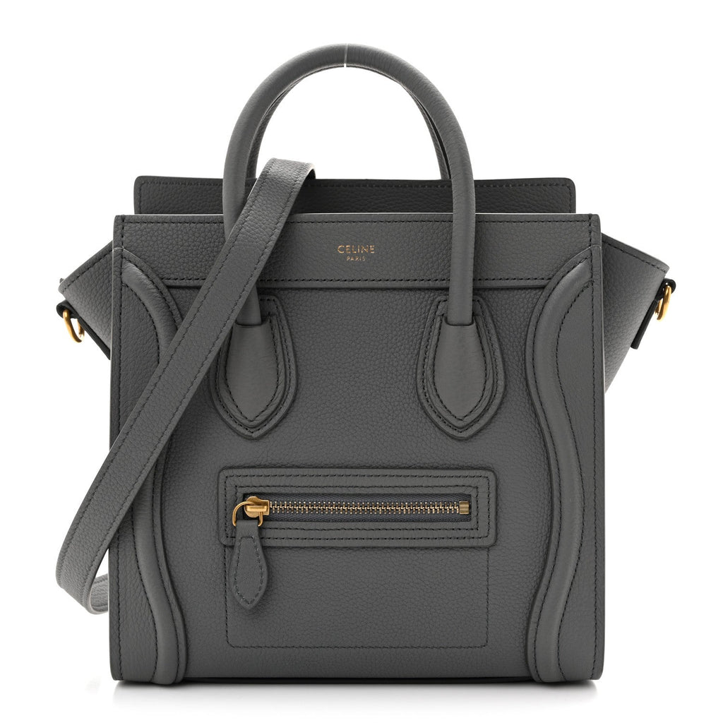 Drummed Calfskin Nano Luggage Kohl