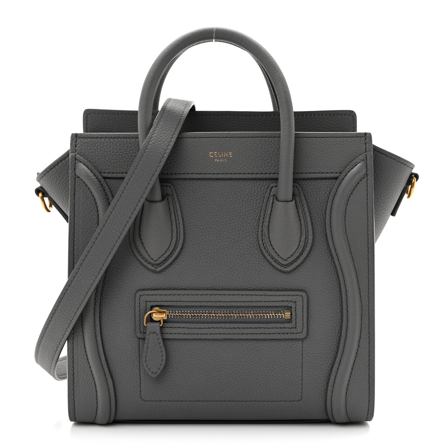 Drummed Calfskin Nano Luggage Kohl