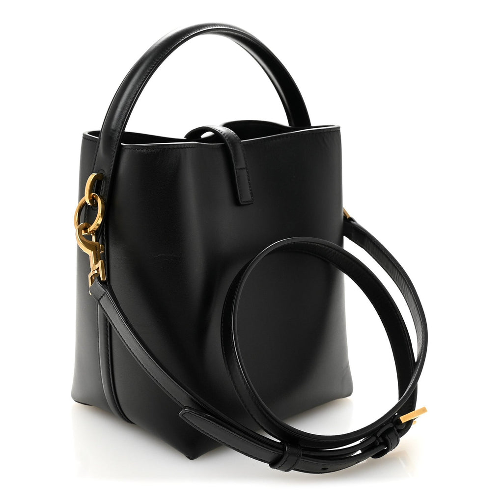 Smooth Shiny Calfskin Monogram Le 37 Small Bucket Bag Black