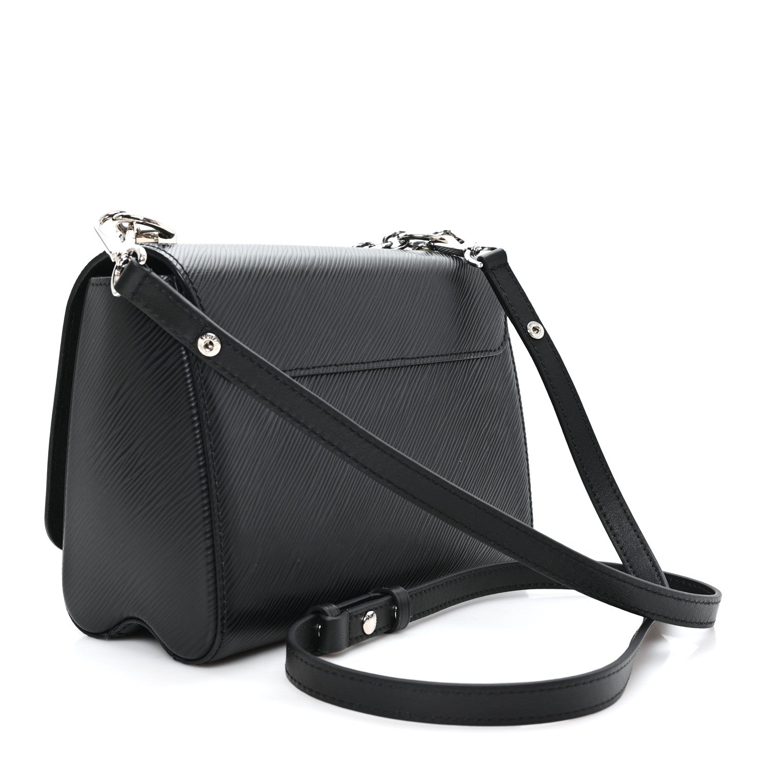 Epi Whipstitch Heart Twist Shoulder Bag MM Black