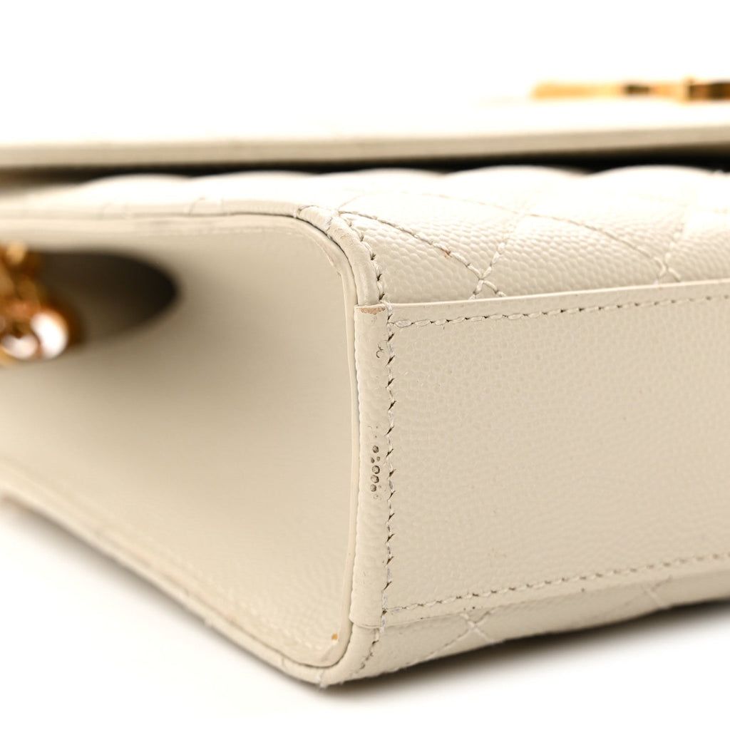 Grain De Poudre Textured Mixed Matelasse Medium Triquilt Monogram Satchel Crema Soft