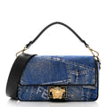 X VERSACE Denim Fendace Patchwork Baguette Blue