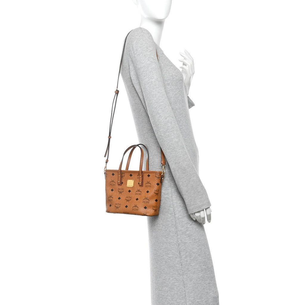 Visetos Mini Anya Top Zip Shopper Tote Cognac