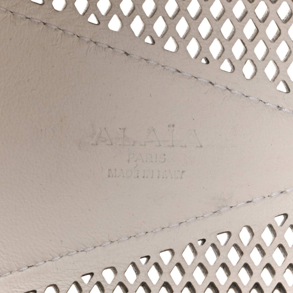 Fishnet Calfskin Laser Cut Medium Le Teckel Bag Blanc Optique