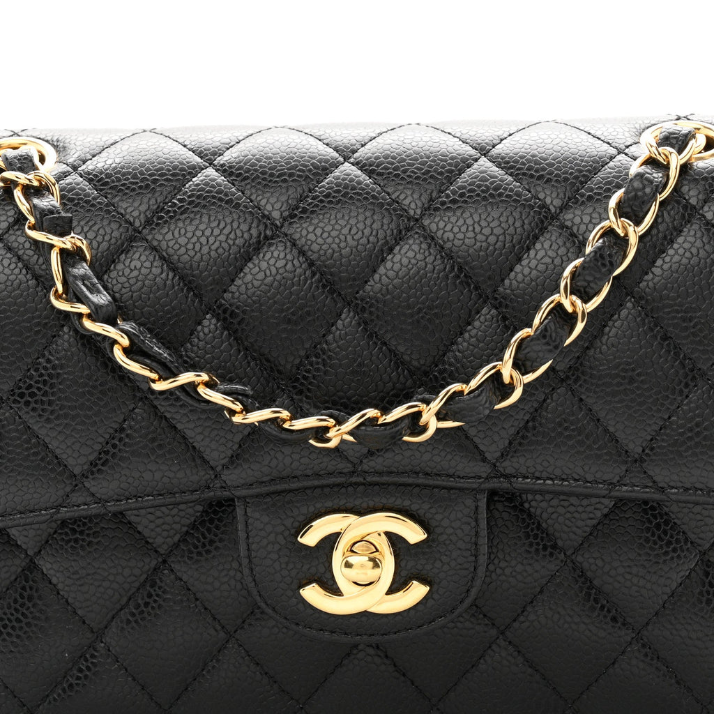 Caviar Quilted Small Double Flap Black