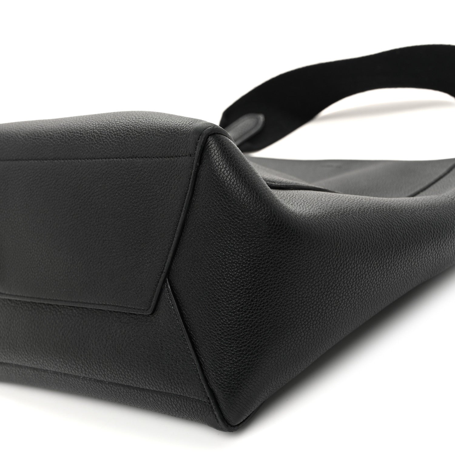 Soft Grained Calfskin Sangle Bucket Bag Black