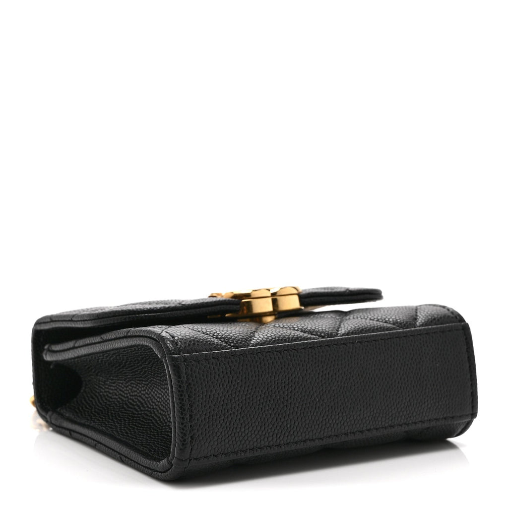 Caviar Quilted Coco First Clutch With Chain Black