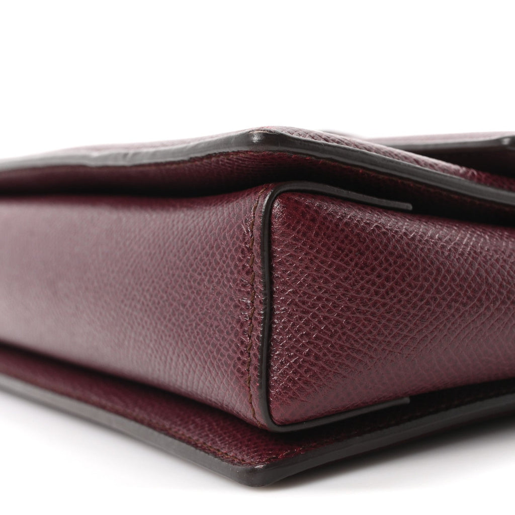 Pebble Calfskin Ginny Vara Bow Shoulder Bag Burgundy