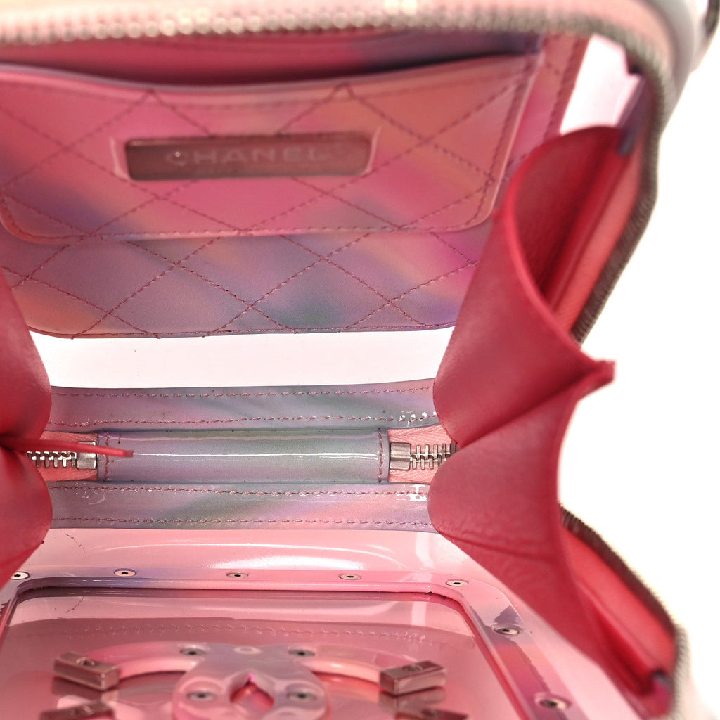 PVC Patent Calfskin Patent Lambskin Vertical Vanity Case Pink