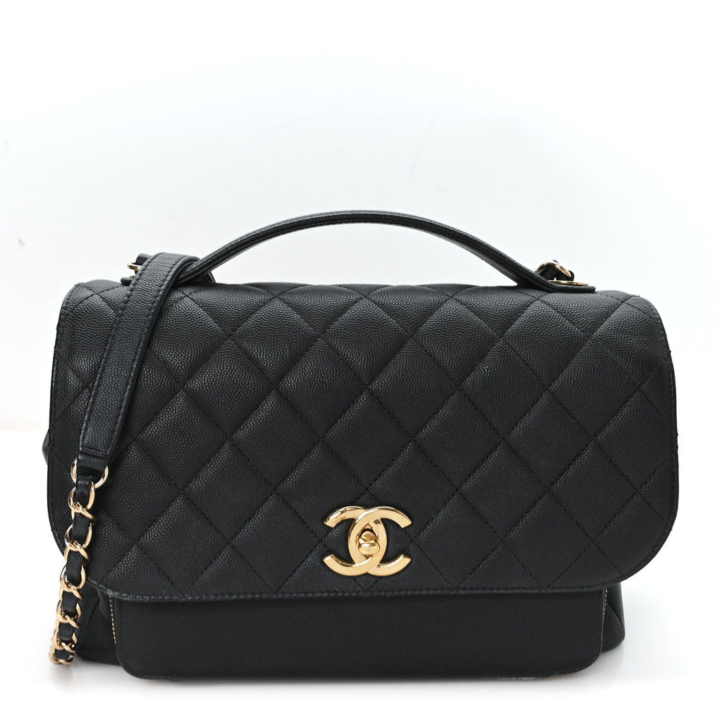 Caviar Quilted Large Business Affinity Flap Black