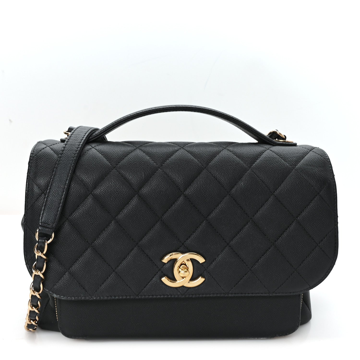 Caviar Quilted Large Business Affinity Flap Black