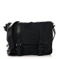 Nylon Monogram Double Buckle Flap Messenger Bag Black