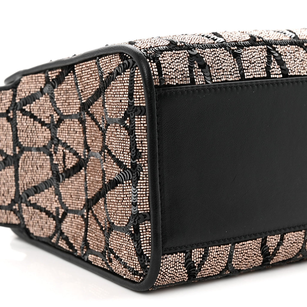 Sequins Toile Iconographe Calfskin Beaded Mini Le Troisieme Shopping Bag Black Rose