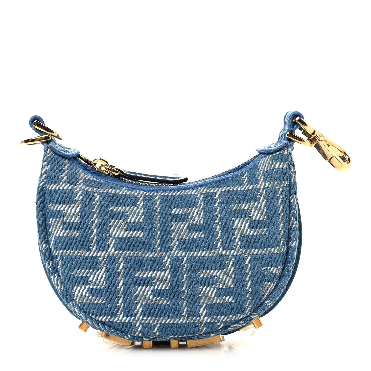 Denim Effect Fabric Jacquard FF 1974 Nano Fendigraphy Hobo Charm Blue White