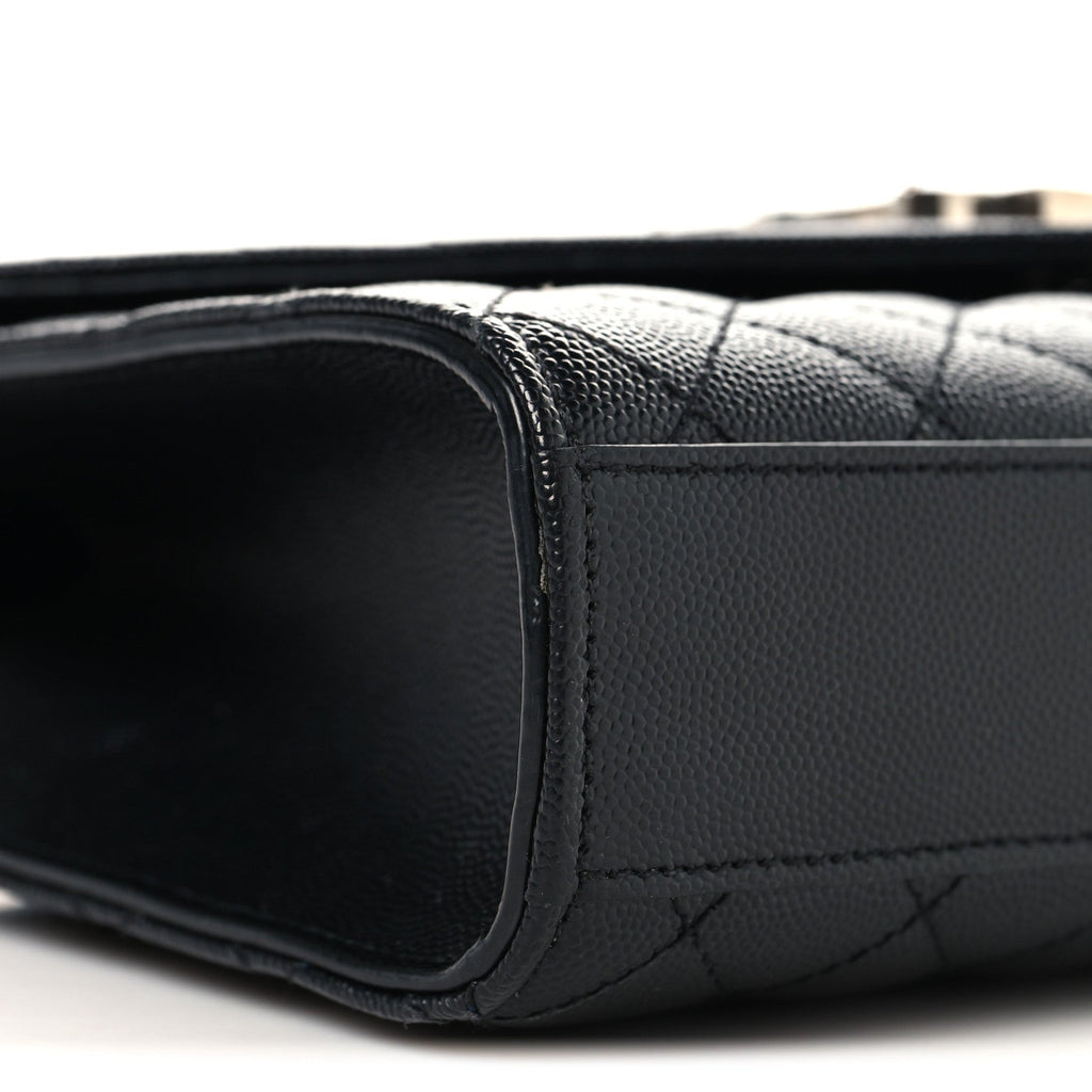 Grain De Poudre Textured Mixed Matelasse Triquilt Medium Monogram Satchel Black