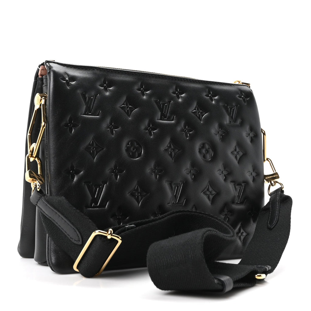 Lambskin Embossed Monogram Coussin PM Black
