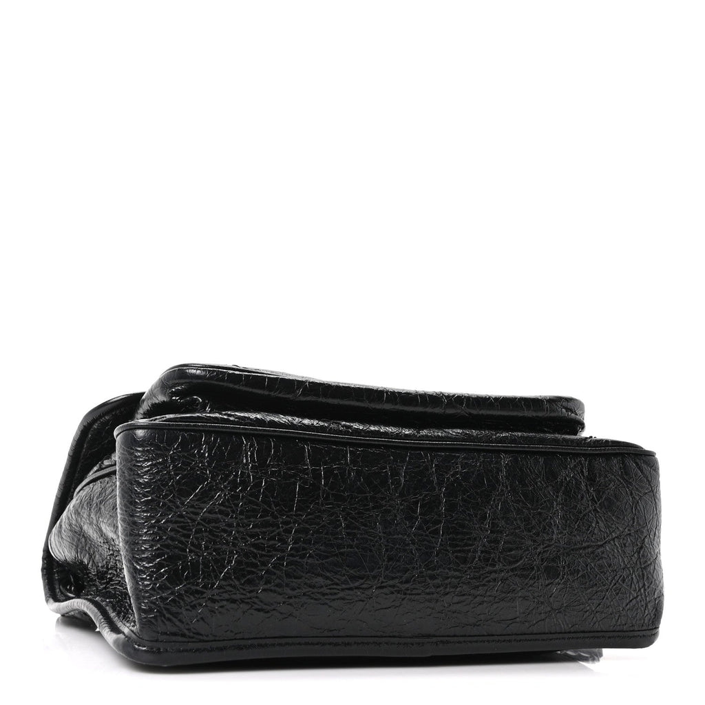 Crinkled Calfskin Matelasse Monogram Medium Niki Chain Satchel Black