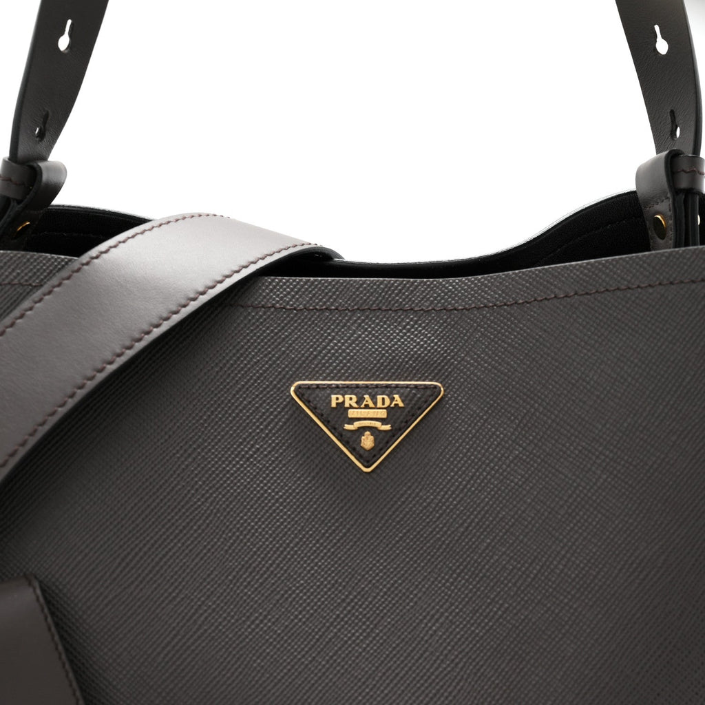 Saffiano Cuir Calfskin Matinee Tote Fumo Black