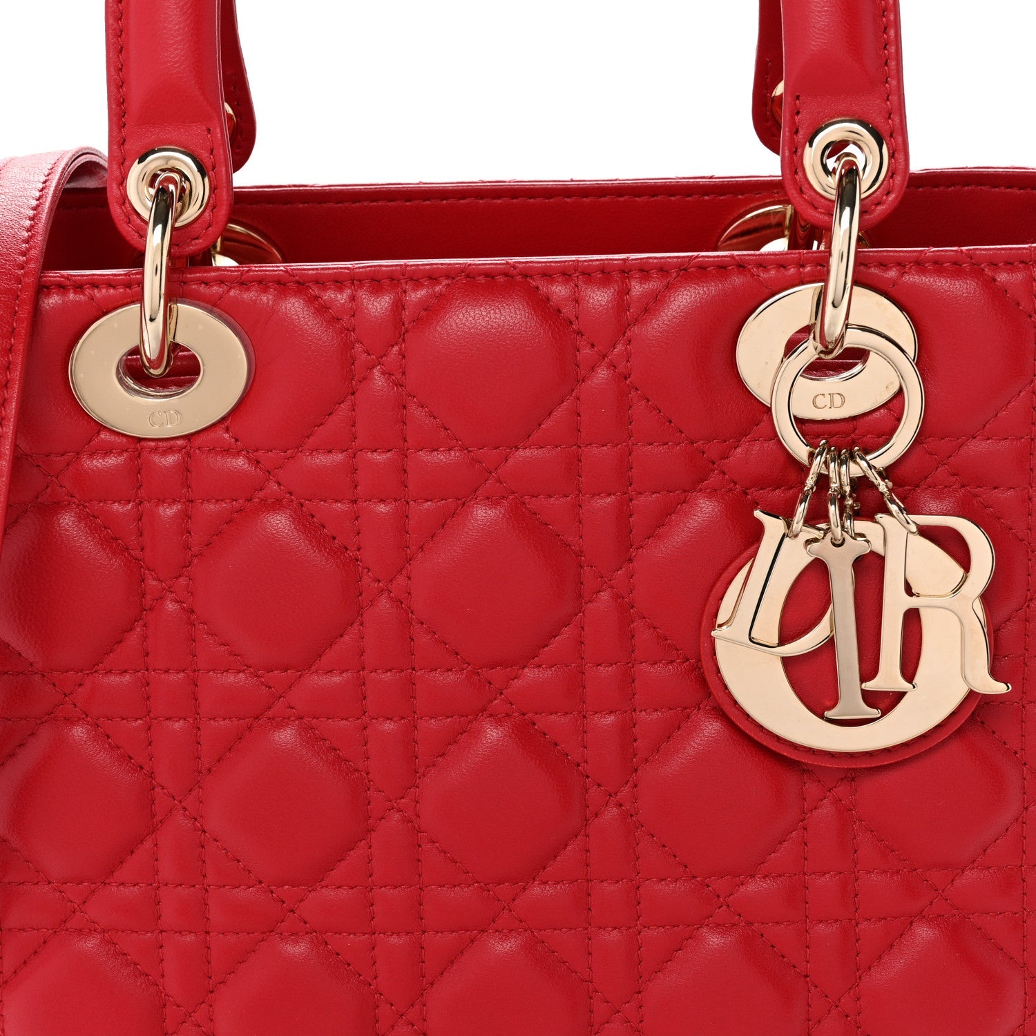 Lambskin Cannage Medium Lady Dior Red