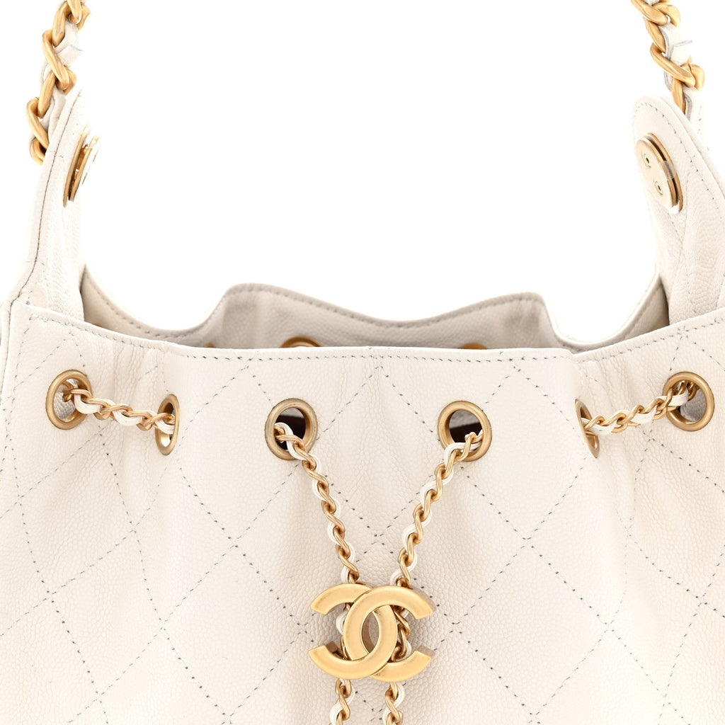 Caviar Quilted Mini Chanel 25 Handbag White