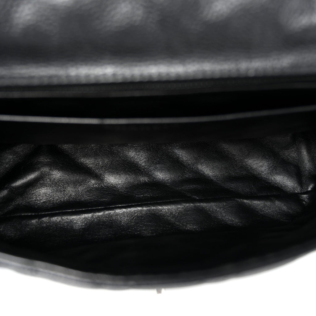 Washed Caviar Quilted Maxi Single Flap Black