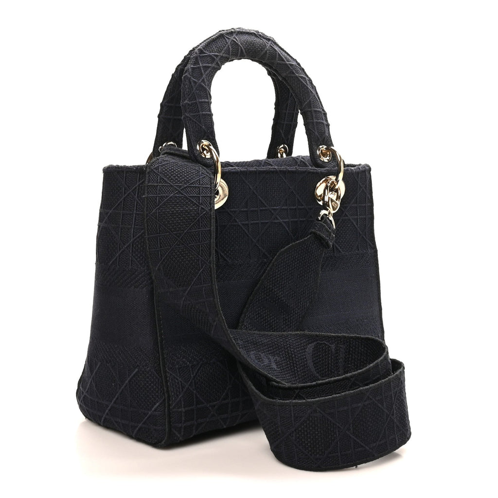 Canvas Embroidered Cannage Medium Lady D-Lite Navy