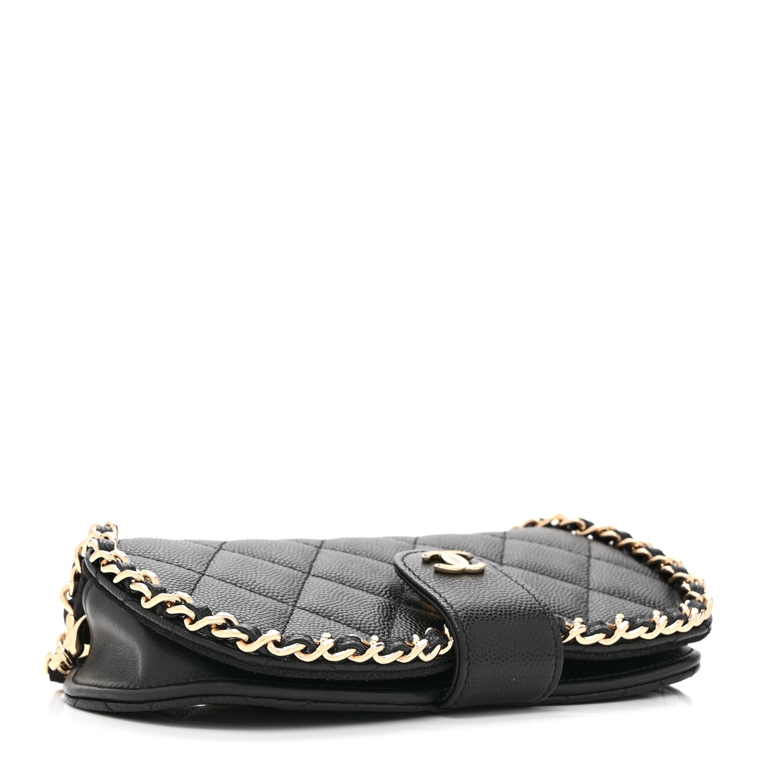 Caviar Quilted Chain Glasses Case Black