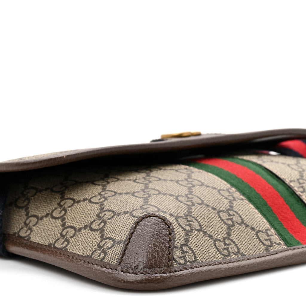 GG Supreme Monogram Web Small Ophidia Belt Bag Brown