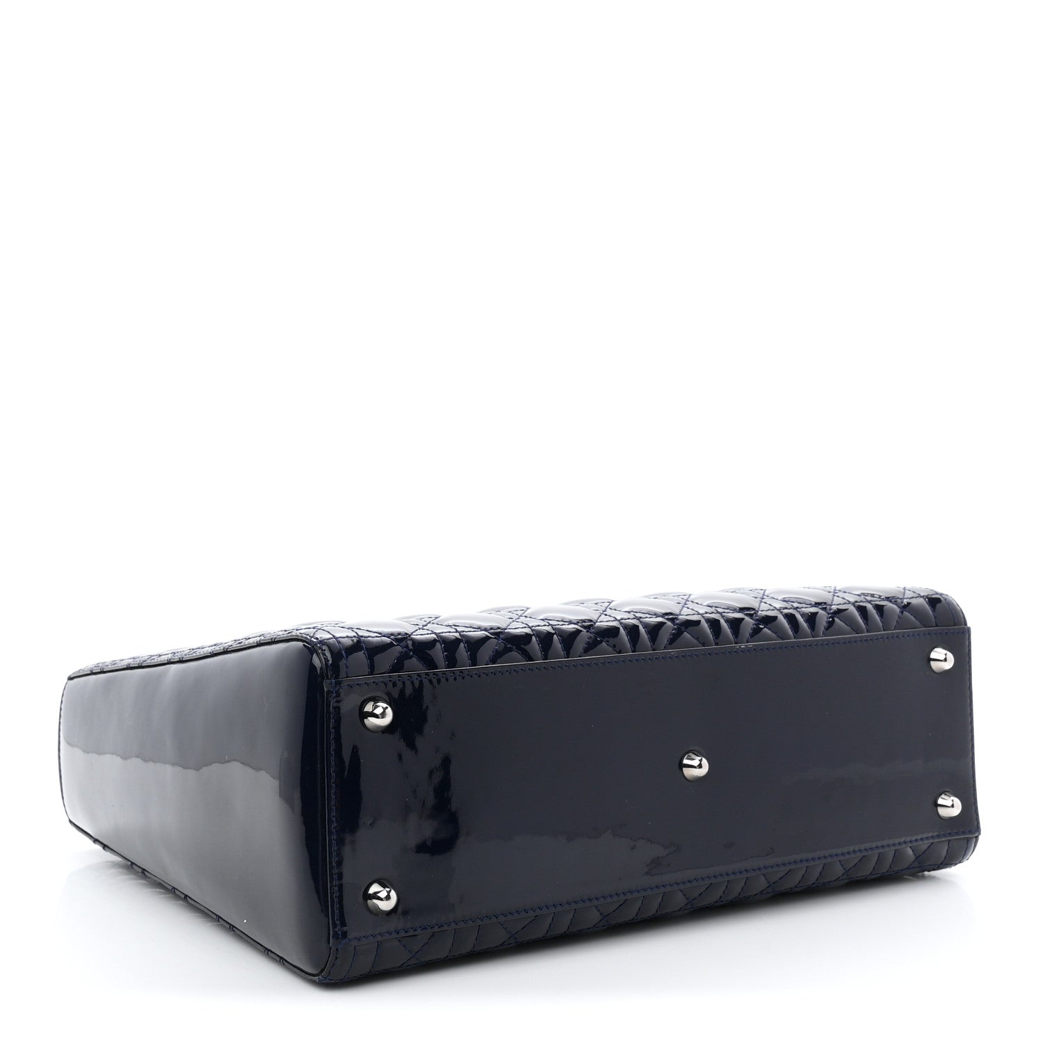 Patent Cannage Large Lady Dior Navy Blue