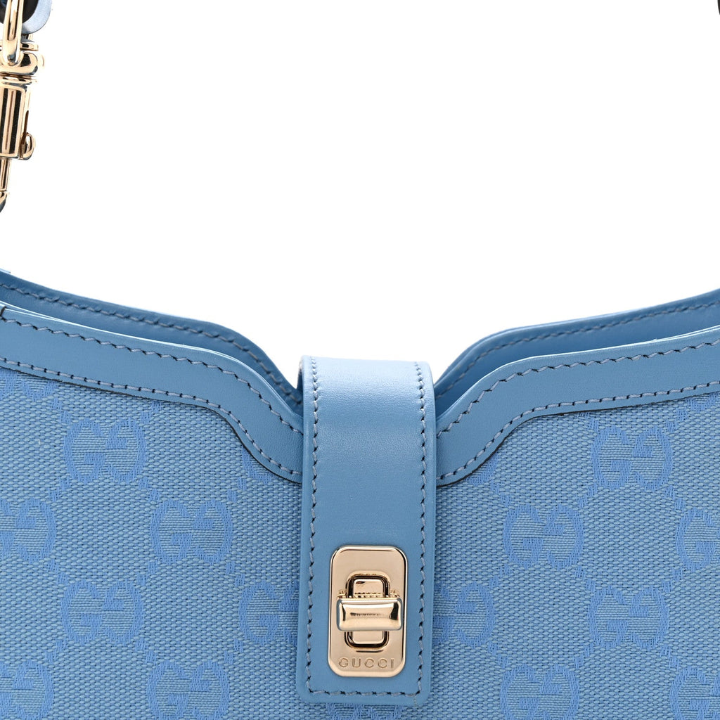 Calfskin Monogram Mini Moon Side Shoulder Bag Blue Blue