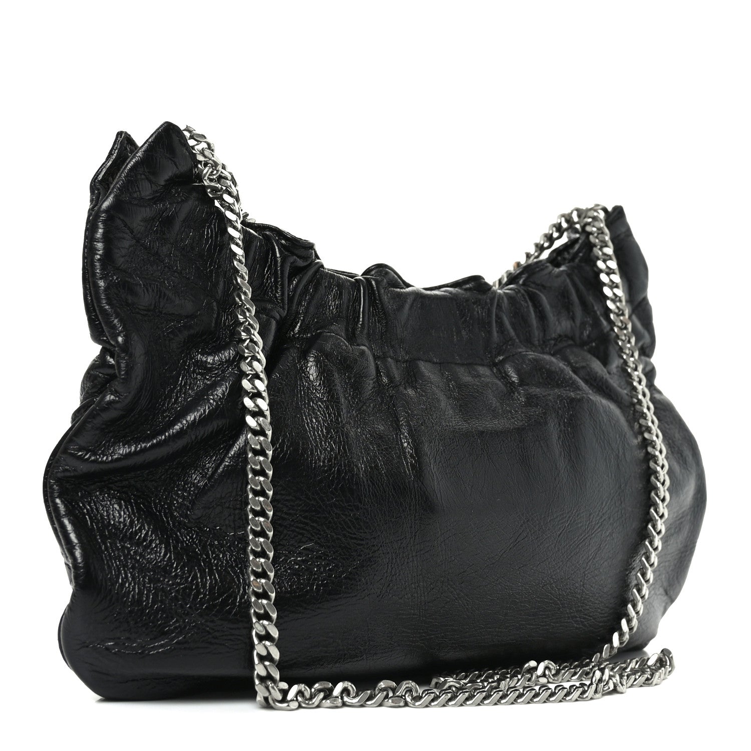 Calfskin Pac Ruched Hobo Black