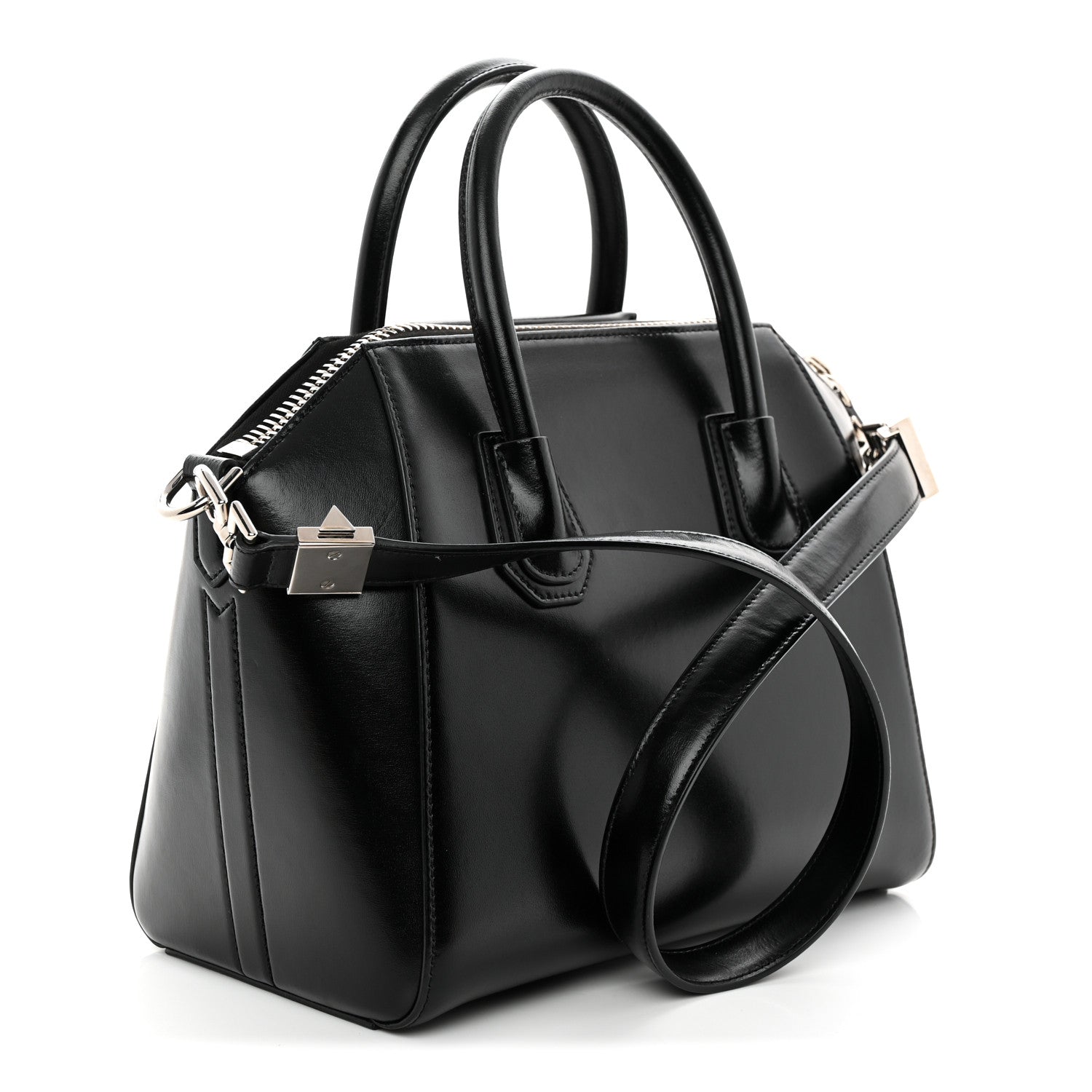 Shiny Lord Calfskin Small Antigona Black