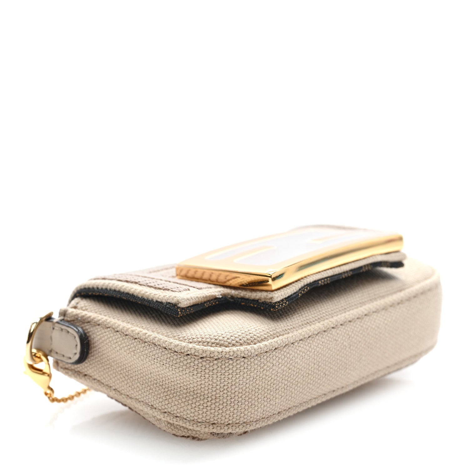 Canvas Vitello King FF Embroidered Nano Maxi Buckle Baguette Charm Nuvola